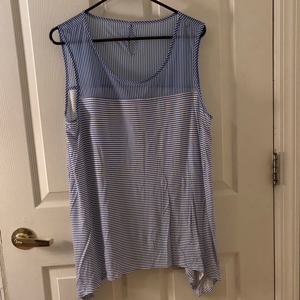 Dana Buchman Navy and White Striped Tank Top - Picture 1 of 3